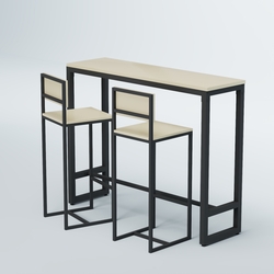 Комплект барный стол "Кофе-брейк" №9 и стулья, Крем Вайс