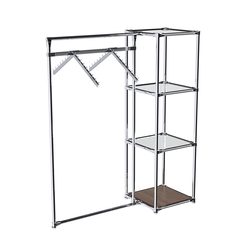 Хромированное вешало ГРАНЬ №1-4 с зеркальными полками 4 мм, Орех