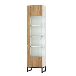 Витрина Монти №3 правая, Белый + Дуб канзас коричневый