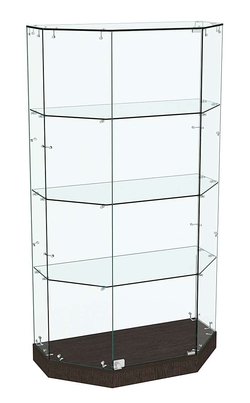Стеклянная витрина Хит Продаж Трапеция с тремя полками малая №835, Дуб Венге