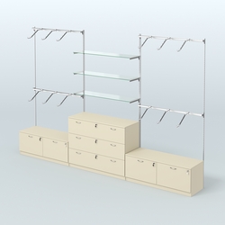 Система Neo Fix со стеклянными полками №4 и тумбами T-15 и Т13, Крем Вайс