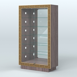 Низкая торговая витрина с декором НБА-507С, Ясень Анкор темный