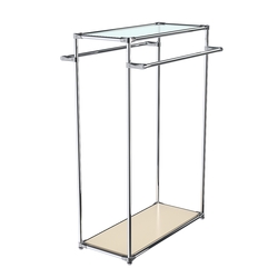 Хромированный стенд-вешало TD-38 №1-1 с полкой стекло 6мм (прозрачное), Крем Вайс