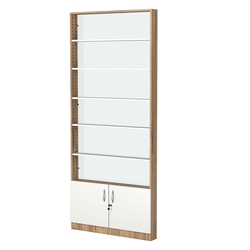 Стеллаж из ДСП с 5-ю полками 100x900 мм серии LEVEL-5 №8-1 (З/C - СТЕКЛО), Дуб Канзас коричневый + Белый