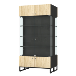 Витрина Монти №5 двусторонняя, Черный + Дуб Сонома