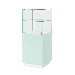 Витрина ювелирная квадратная "Диаманд" №8, ЛДСП белый + МДФ мята