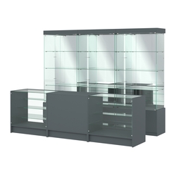 Комплект стеклянных витрин ИС-03 и прилавков ЭК-4, Темно-Серый