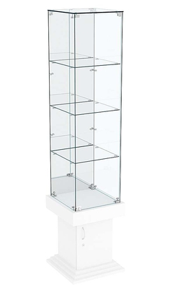 Витрина стаканчик с тремя полками и зеркалом ДОНЖОН №8, Белый