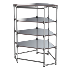 Хромированный стенд Прогресс №3-5 (с полками Зеркало 4мм), Ясень Анкор темный