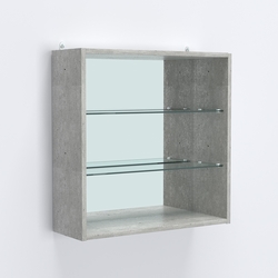 Витрина настенная №201-2Г открытая с зеркалом, Метрополитан Грей