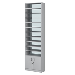 Стеллаж из ДСП с 10-ю полками 200x600 мм серии LEVEL-10 №3-2 (З/C - ЗЕРКАЛО), Серый