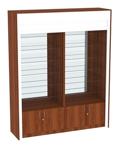 Торговая витрина двухсекционная с рольставнями ИСДВ-132, Орех