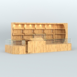 Угловой павильон с широким рядом стеллажей для размещения хлеба и выпечки №4, Дуб Золотистый