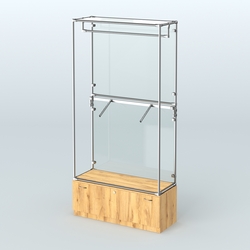 Торговая система ХРОМ (задняя стенка - стекло) 1200 мм №2-1 с тумбой Т-11 и поручнями, Дуб Золотистый