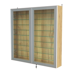 Витрина настенная №4-5А с девятью прозрачными полками серии Collecto, Дуб Золотистый