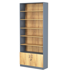 Стеллаж из ДСП с 5-ю полками 300x900 мм серии LEVEL-5 №12 (З/C - ДВП), Темно-серый и Дуб Золотистый