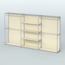 Торговая система ХРОМ (задняя стенка - ДСП) 3600 мм с полками ДСП и поручнями №2, Крем Вайс