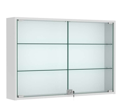 Витрина настенная №3-1А широкая со стеклянными полками, Серый