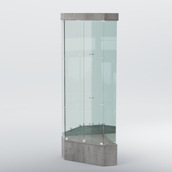 Витрина для музеев "Коллекция" №18 угловая с фризом, Бетон Чикаго светло-серый F186 ST9