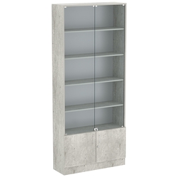 Торговая витрина Level №12-4п с 4-мя полками из ДСП 300х900мм, Метрополитан Грей