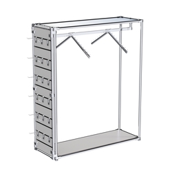Хромированный стенд-вешало ETD-12 №1-4 (торец-ЭП) с полкой Зеркало 4мм, Серый