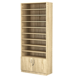 Стеллаж из ДСП с 8-ю полками 350x900 мм серии LEVEL-8 №13 (З/C - ДВП), Дуб Сонома