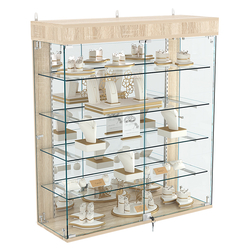 Витрина настенная НЕО №4А-3 с четырьмя полками и зеркалом , Дуб сонома