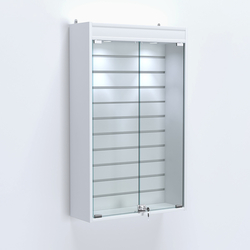 Витрина настенная №202-2Б с эконом панелью и верхней подсветкой, Белый