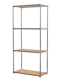 Хромированный стеллаж СТИЛЬ №1а-3 с обзорными полками, Дуб Золотистый