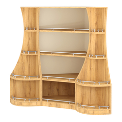 Угловой низкий стеллаж ГАРАНТ №1-О с ограничителями, Дуб Золотистый и Крем Вайс