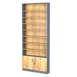 Стеллаж из ДСП с 7-ю полками 150x900 мм серии LEVEL-7 №9 (З/C - ДВП), Темно-серый и Дуб Золотистый