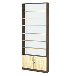 Стеллаж из ДСП с 6-ю полками 150x900 мм серии LEVEL-6 №9-1 (З/C - СТЕКЛО), Дуб Венге + Дуб Сонома