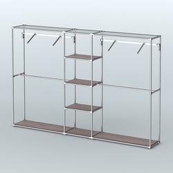 Торговая система ХРОМ без ДСП 3030 мм с полками ДСП и поручнями №12, Ясень Анкор темный