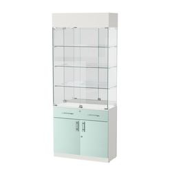 Витрина ювелирная "Диаманд" №13, ЛДСП белый + МДФ мята