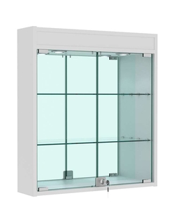 Витрина настенная №1-4А с подсветкой и зеркалом, Серый