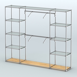 Торговая система ХРОМ без ДСП 2430 мм с прозрачными полками и поручнями №7, Дуб Золотистый