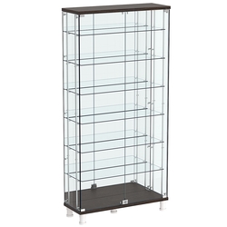 Витрина РОНДО с регулировочными полками №3-6-РЕГ на ножках (задняя стенка зеркало), Дуб Венге