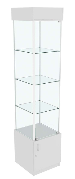 Витрина ЛЮКС №11 с подсветкой и стеклянными полками , Серый