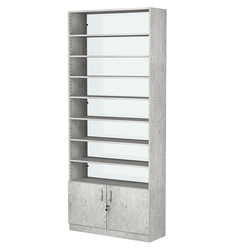 Стеллаж из ДСП с 7-ю полками 300x900 мм серии LEVEL-7 №12-1 (З/C - СТЕКЛО), Метрополитан Грей