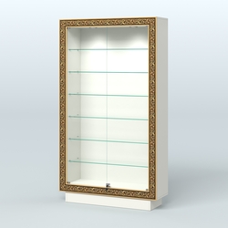 Низкая узкая витрина с декором НБА-9, Белый