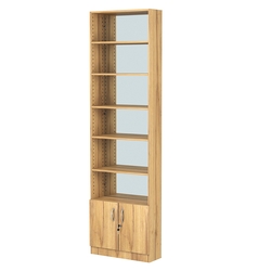 Стеллаж из ДСП с 5-ю полками 200x600 мм серии LEVEL-5 №3-2 (З/C - ЗЕРКАЛО), Дуб Золотистый