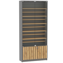 Витрина серии "Смок" №1-ДП-900 (с доп. полками), Дуб Золотистый и Темно-Серый