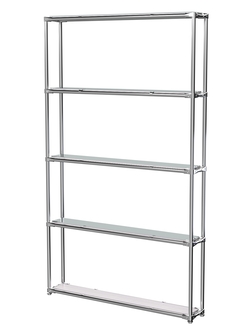 Торговый хромированный стеллаж с зеркальными полками №2, Ясень Анкор светлый - U31104