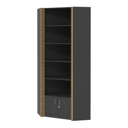 Внутренний угловой стеллаж с накопителем и декором №СБА-5-4ВД-400, Черный