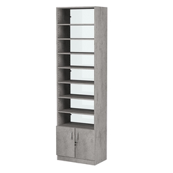 Стеллаж из ДСП с 8-ю полками 350x600 мм серии LEVEL-8 №6-1 (З/C - СТЕКЛО), Бетон Чикаго светло-серый F186 ST9