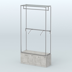 Торговая система ХРОМ без ДСП 1200 мм №2-3 с тумбой Т-15 и поручнями, Метрополитан Грей