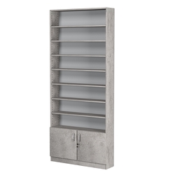Стеллаж из ДСП с 8-ю полками 200x900 мм серии LEVEL-8 №10 (З/C - ДВП), Бетон Чикаго светло-серый F186 ST9