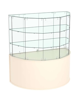 Стеклянный прилавок СЛИМ №4 радиусный, Крем Вайс
