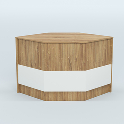 Стол-ресепшен серии ПРАЙМ №3Б угловой, Дуб Канзас коричневый + Белый