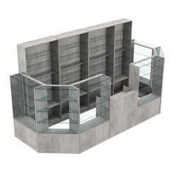 Торговый пристенный островок ГРАЦИЯ №6 (открытый) (6.05 кв.м), Бетон Чикаго светло-серый F186 ST9